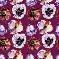 Seamless pattern with flowers Watercolor illustration N31