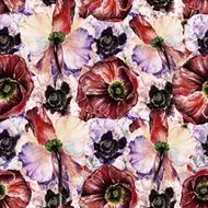 Seamless pattern with flowers Watercolor illustration N32