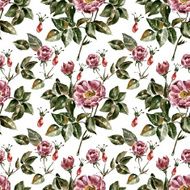 Seamless pattern with flowers Watercolor illustration N34