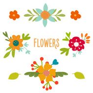 Set of vintage vector flowers N2