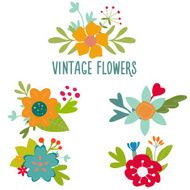Set of vintage vector flowers N3