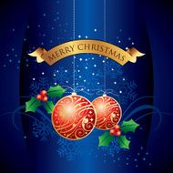 winter celebration christmas balls on blue background