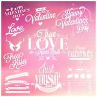 Hand lettered phrases and ornaments about love valentine&#039;s day
