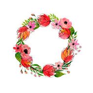 Watercolor flowers wreath N10