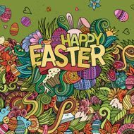 Easter hand lettering and doodles elements illustration N2