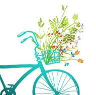 Retro Summer Bike with Bunch of Flowers Card