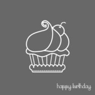 happy birthday cup cake card line