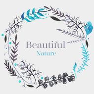 Watercolor flowers wreath Hand drawn background N6