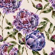 Seamless pattern with flowers Watercolor illustration N35