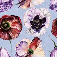 Seamless pattern with flowers Watercolor illustration N37
