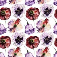 Seamless pattern with flowers Watercolor illustration N38