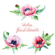 Set of floral elements for design N8