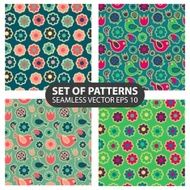 set of 4 vector seamless patterns N4