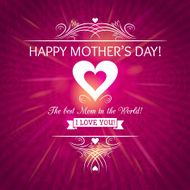 Pink Mother&#039;s Day greeting card with background of roses