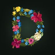 D letter Flower capital alphabet Colorful font Uppercase N2