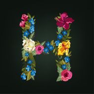 H letter Flower capital alphabet Colorful font Uppercase N2