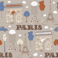 Vector hand drawn illustration with Paris symbols