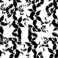 Black flowers on white background Seamless pattern Vector N2