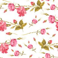 Vintage floral card with roses and wild flowers N17
