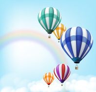 Realistic Colorful Hot Air Balloons Background Flying