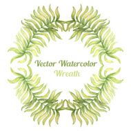 Watercolor wreath with palm tree branches