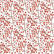 Watercolor seamless pattern with red berry branches