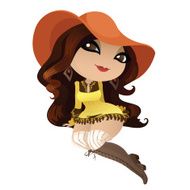 Beautiful long-haired girl in pin-up style N2