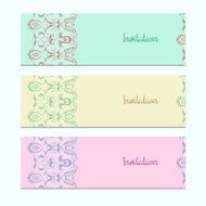 Set of invitation cards with floral ornament