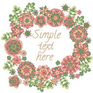 Cute retro flowers arranged in a shape of the wreath N6