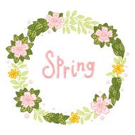 Floral wreath with leaves and flowers good for invitations cards