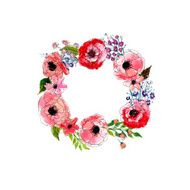 Watercolor flowers wreath N11