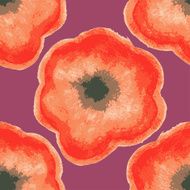 Seamless pattern with red retro flower watercolor Vector illust