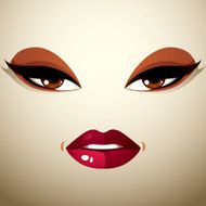 Face makeup lips and eyes of an attractive woman N3