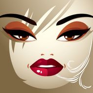 Attractive woman with stylish bright make-up and modern hairstyle