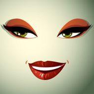 Face makeup lips and eyes of an attractive happy woman N3