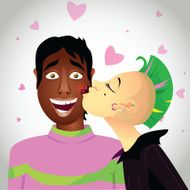 Mixed couple funny illustration for Valentine&#039;s Day