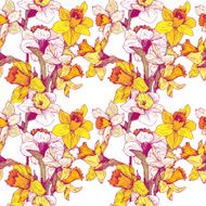 vector seamless floral pattern with narcissuses N4