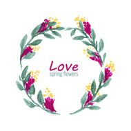Watercolor floral frame vector illustration