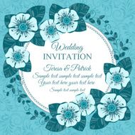 Vintage wedding invitation card blue N2