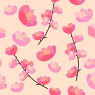 Hand drawn vector illustration Cherry blossom seamless flowers N2
