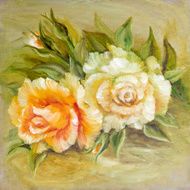 Vinage pink and yellow roses N12