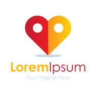 Two sides heart style element icon logo for business