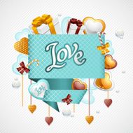 Valentine&#039;s Day vector background Origami speech bubble N3