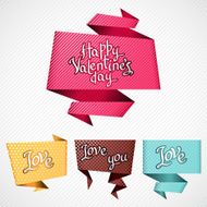 Valentine&#039;s Day vector background Origami speech bubble N5
