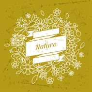 Card with beautiful simple flowers beetles and butterflies N5
