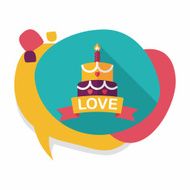 Valentine&#039;s Day cake flat icon with long shadow eps10 N51