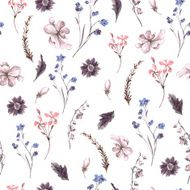 Vintage Seamless Background with Wildflowers N4