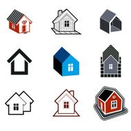 Simple cottages collection real estate and construction theme