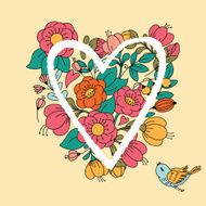 Illustration with flower heart