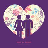 Vector fresh field flowers and leaves couple in love silhouettes N2